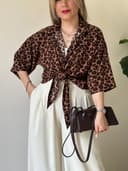 شومیز گره ای پلنگی کد 8236