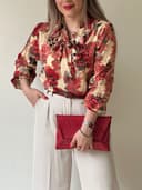 شومیز یقه گره ای فلورا کد 8212