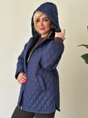 کاپشن لوزی دوزی کلاهدار کد 8326